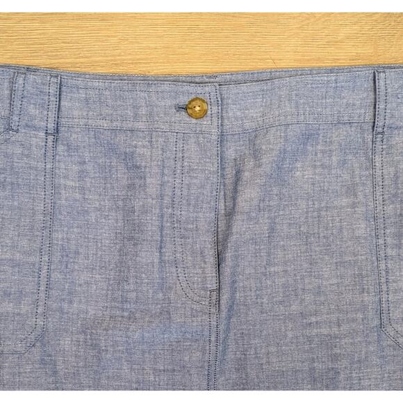 Talbots Miniskirt 20W Chambray Blue Cotton Preppy Pockets Summer Beach Coastal - Picture 3 of 9